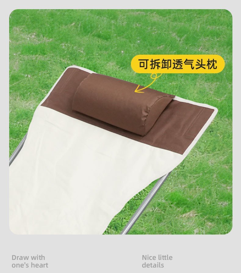 Outdoor folding lounge chair, portable folding midday rest chair, camping backrest, fishing sand leisure beach chair, adjustable pic 19