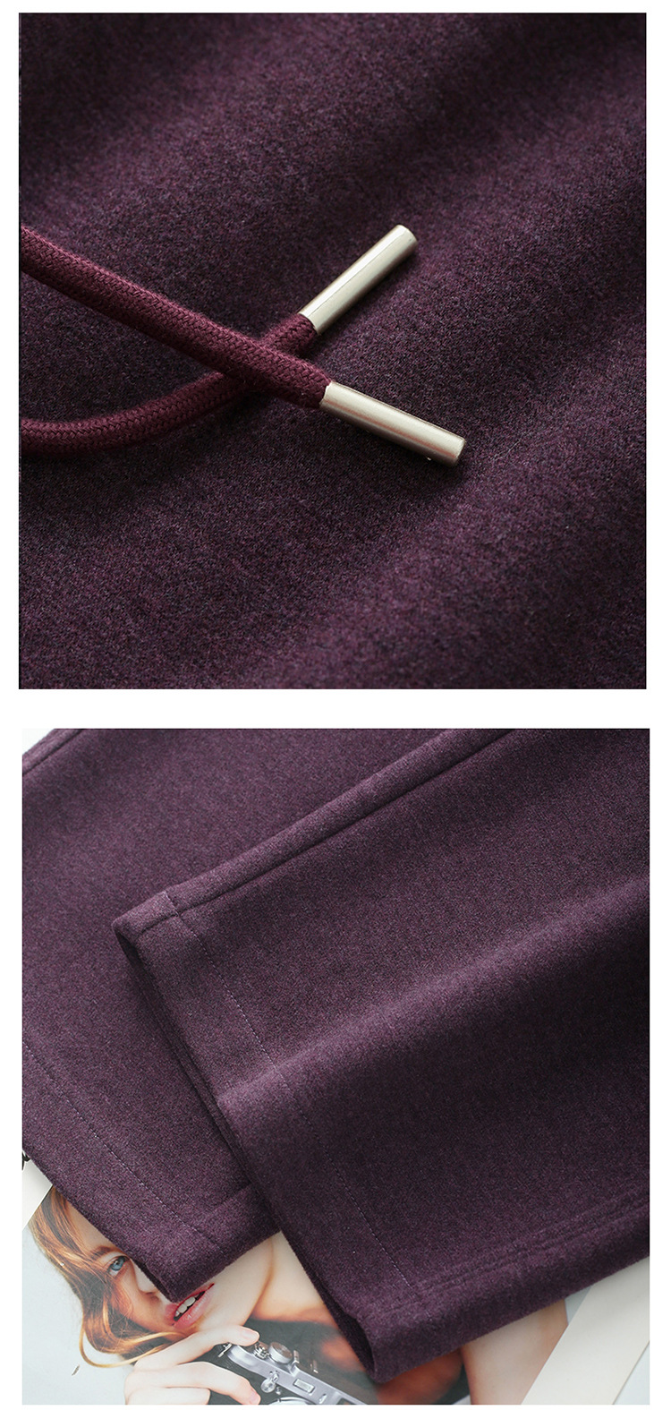 加厚绵羊毛休闲裤女2025秋冬保暖新款高腰舒适窄版显瘦显高阔腿裤详情14