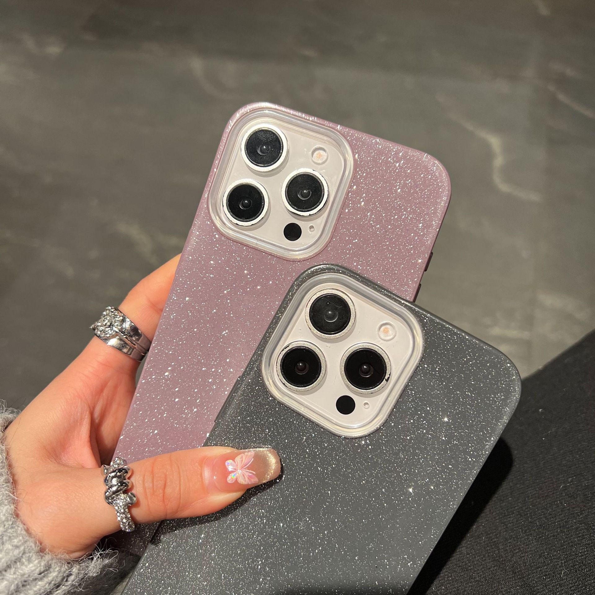 适用iphone16跨境新款散粉手机壳简约纯色高级苹果15手机保护套详情12