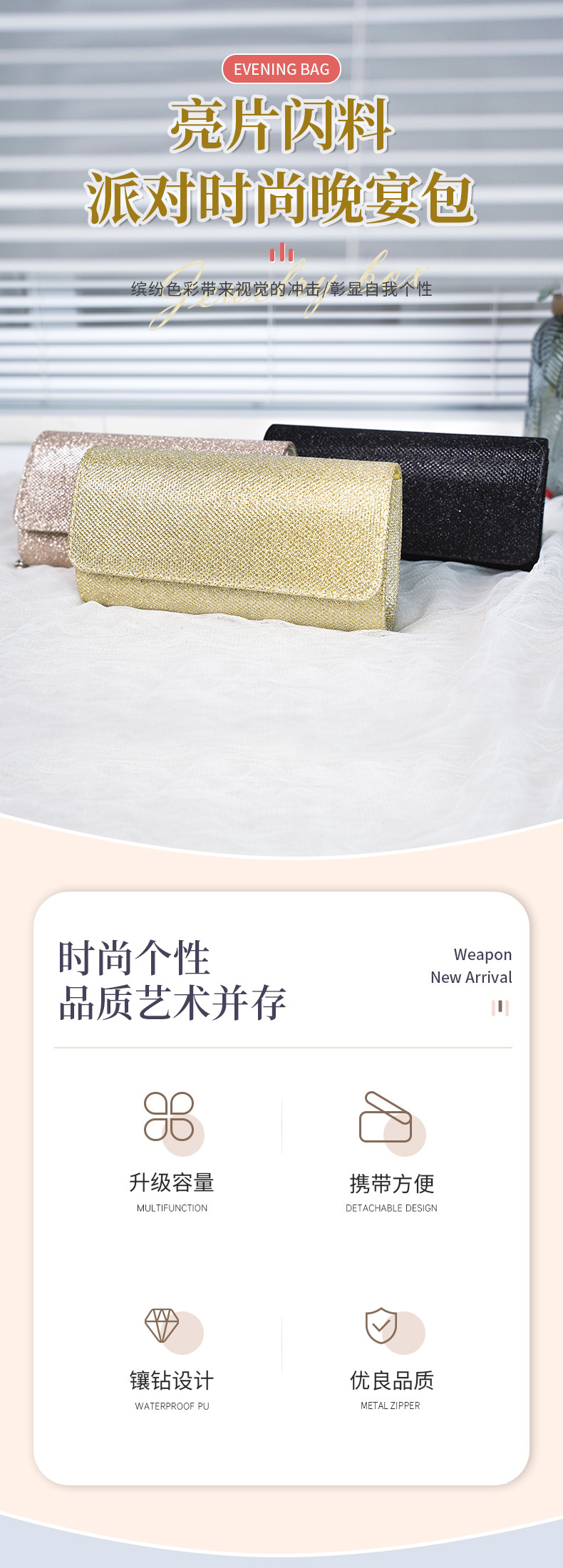 Cross-border clutch bag for women, new style 2025, socialite banquet bag, chain shoulder bag, evening bag, dress bag, clutch bag pic 2