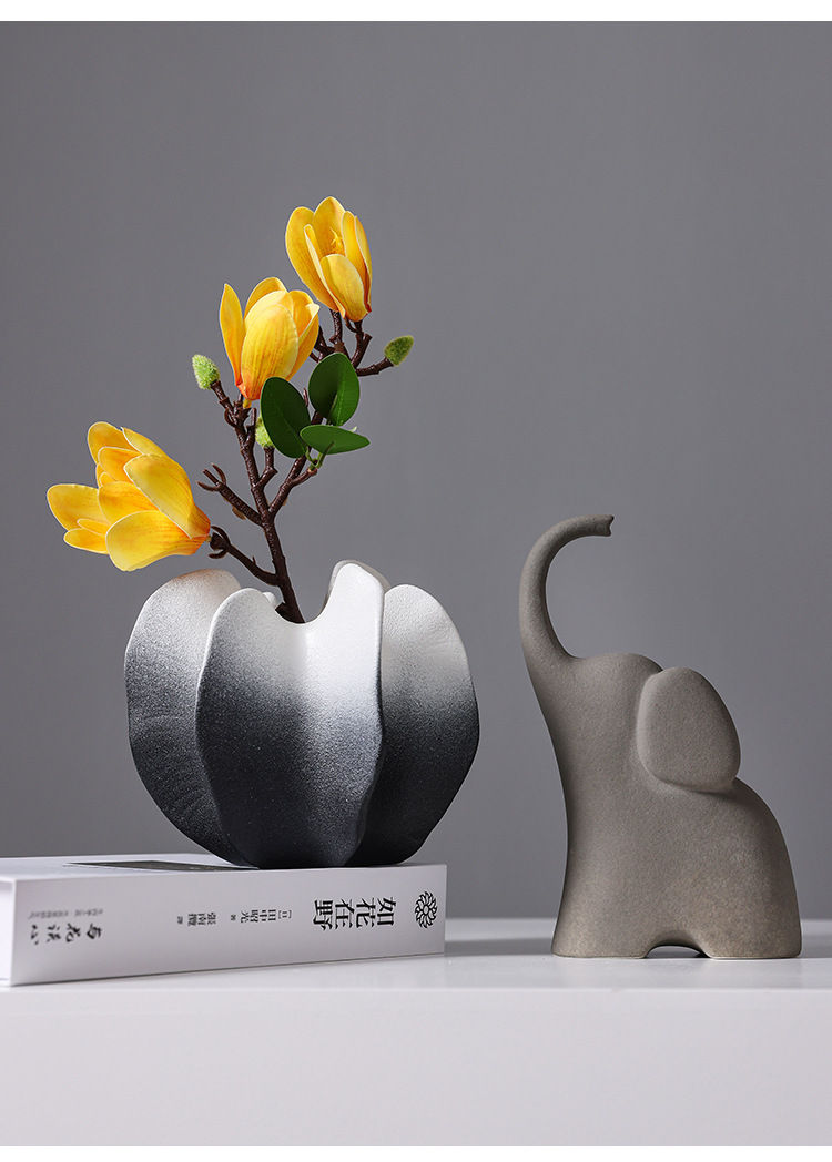 2026 New European-style flower arrangement vase, creative and simple ceramic flower vase, living room dining table, dried and fresh flowers, hydroponic decoration, home decoration, vase, ceramic decoration, ceramic vase handicraft, ceramic vase pic 6