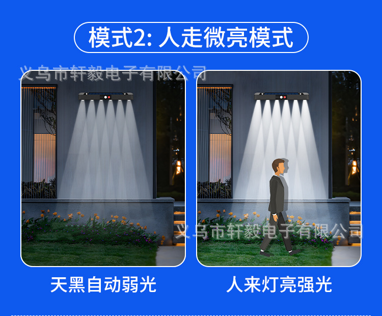 跨境太阳能感应路灯庭院太阳能长条壁灯外墙走廊USB充电庭院灯详情7