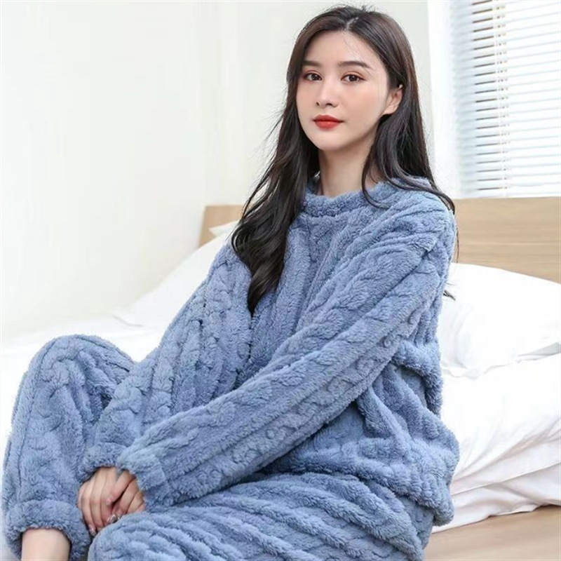 秋冬珊瑚绒暖暖套装印花睡衣家居服舒棉绒提花情侣套装批发长袖详情21