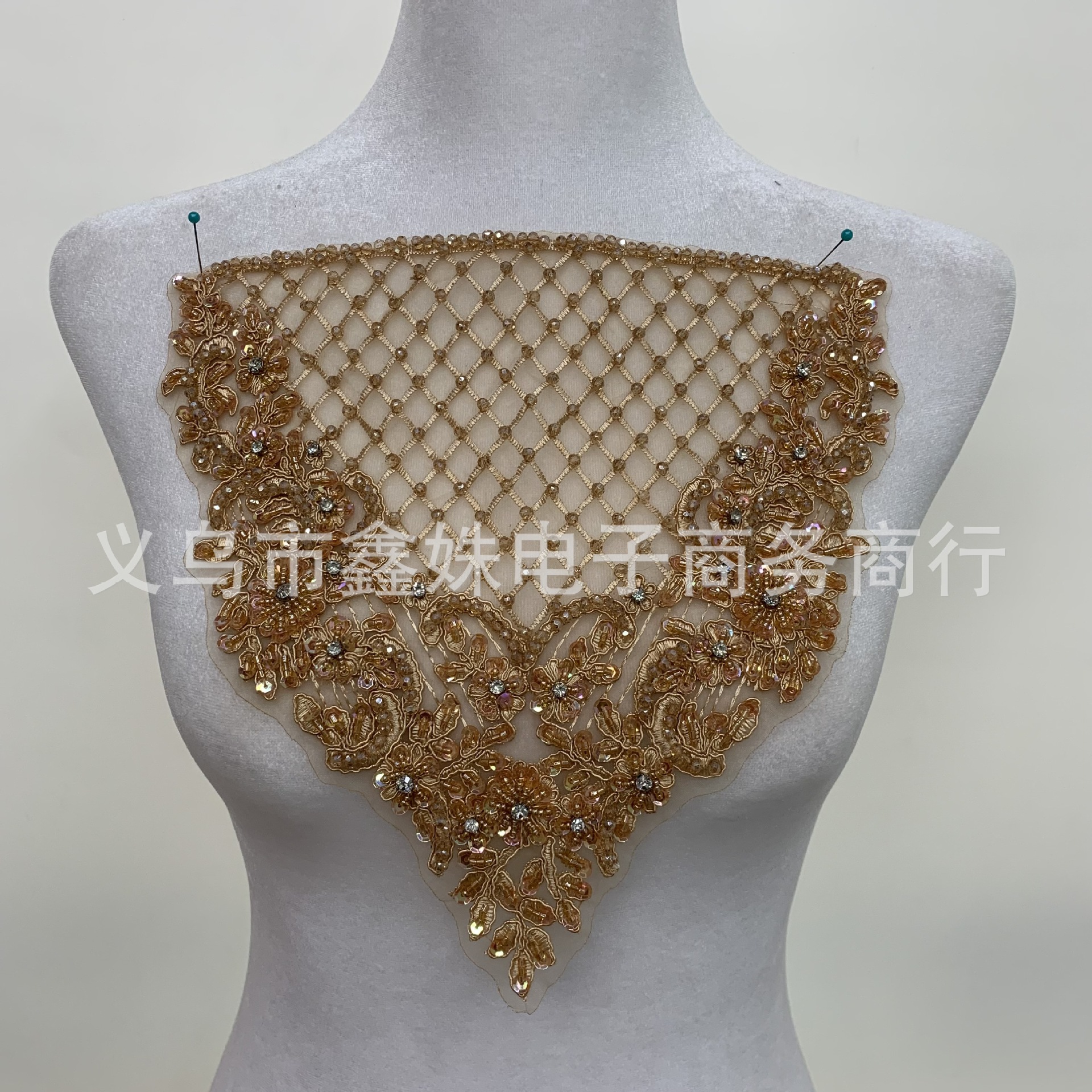 Heavy hand-sewn, beaded, diamond-encrusted, embroidered embroidered clothing accessories for wedding dresses and evening gowns pic 2