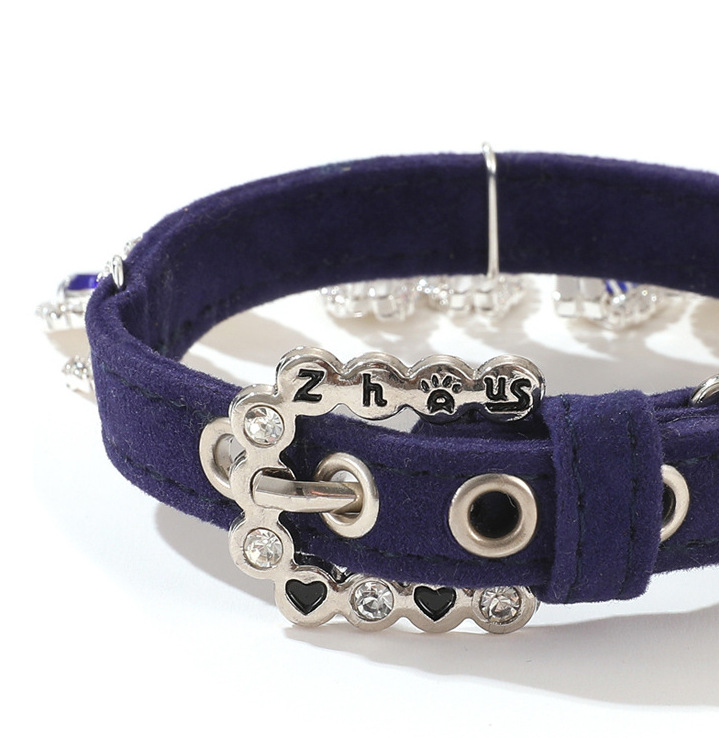 Pink diamond-encrusted tassel pet collar, universal cat and dog accessories, pet accessories, bell, pet necklace supplies pic 4