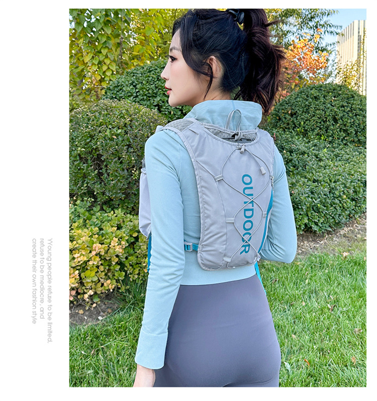 新款多功能尼龙跑步背包 安全反光运动背包水袋背包 骑行包详情25