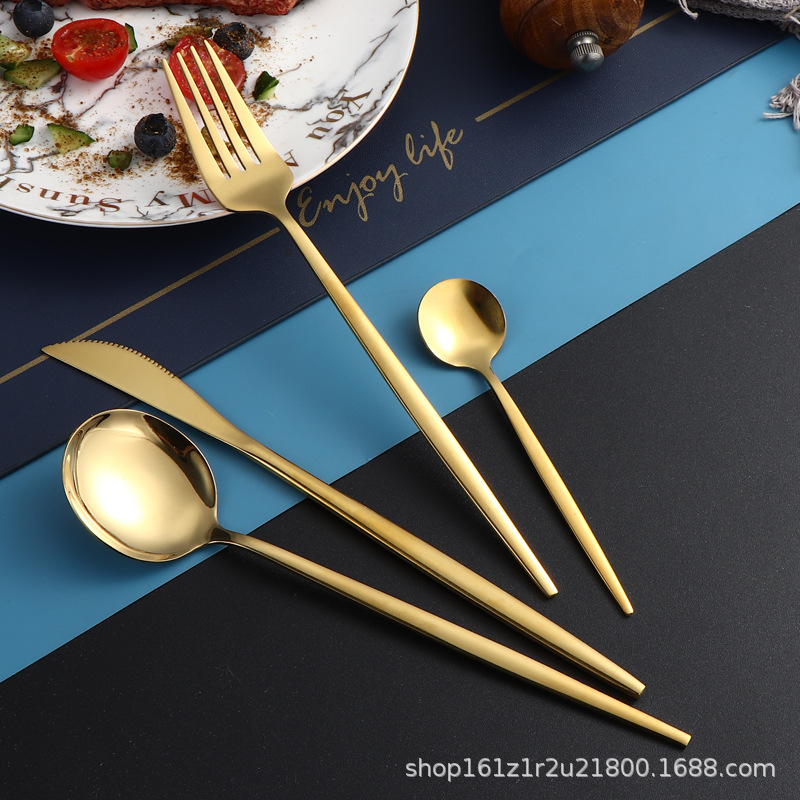 不锈钢勺子葡萄牙西餐具套装刀叉勺酒店餐厅西式牛排刀四件套跨境详情16