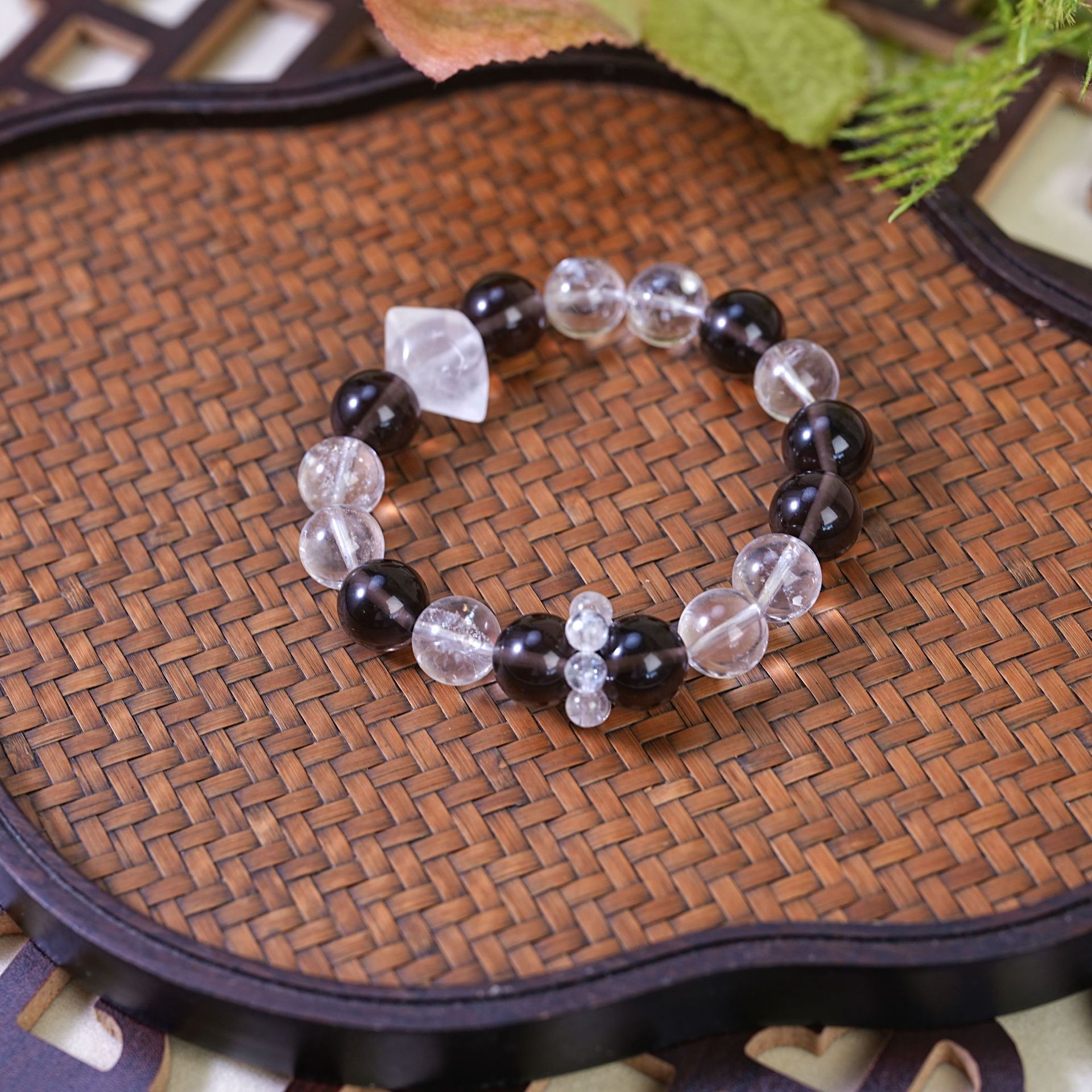 新中式天然白水晶配黑曜石手串复古轻奢高级感女手链串珠饰品配饰详情4