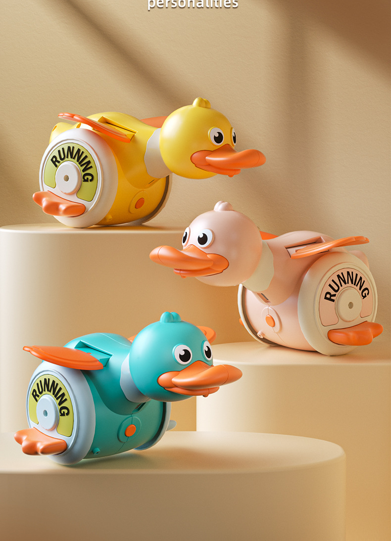 2025跨境电动万向旋转鸭儿童萌趣声光转转鸭小宝宝引导学爬玩具鸭详情20