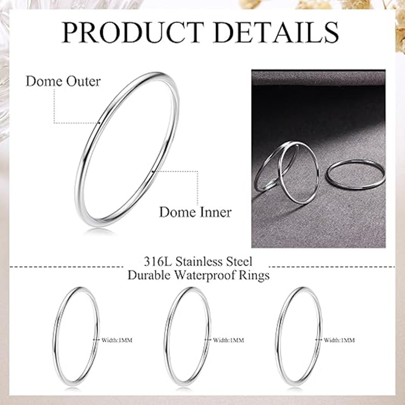 14K gold-plated set ring, 1mm inner and outer arc fine ring, plain ring, simple Japanese and Korean ring, trendy index finger tip pic 5