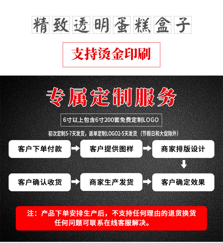 批发大4681012寸透明生日蛋糕盒子加高蛋糕盒方形双层纸盖包装盒详情6