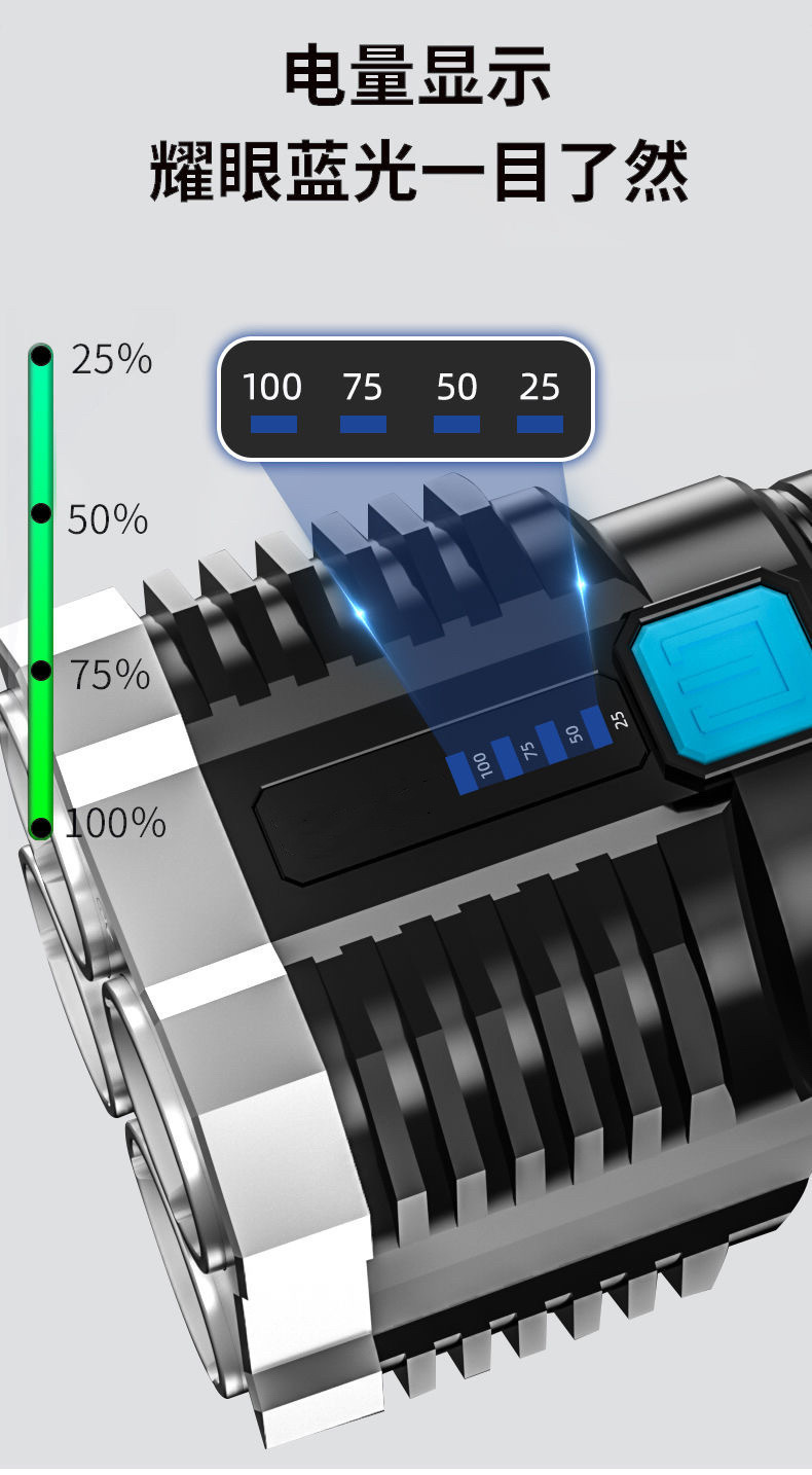 led强光手电筒便携户外移动电源多功能COB侧灯手电筒超级大容量详情8