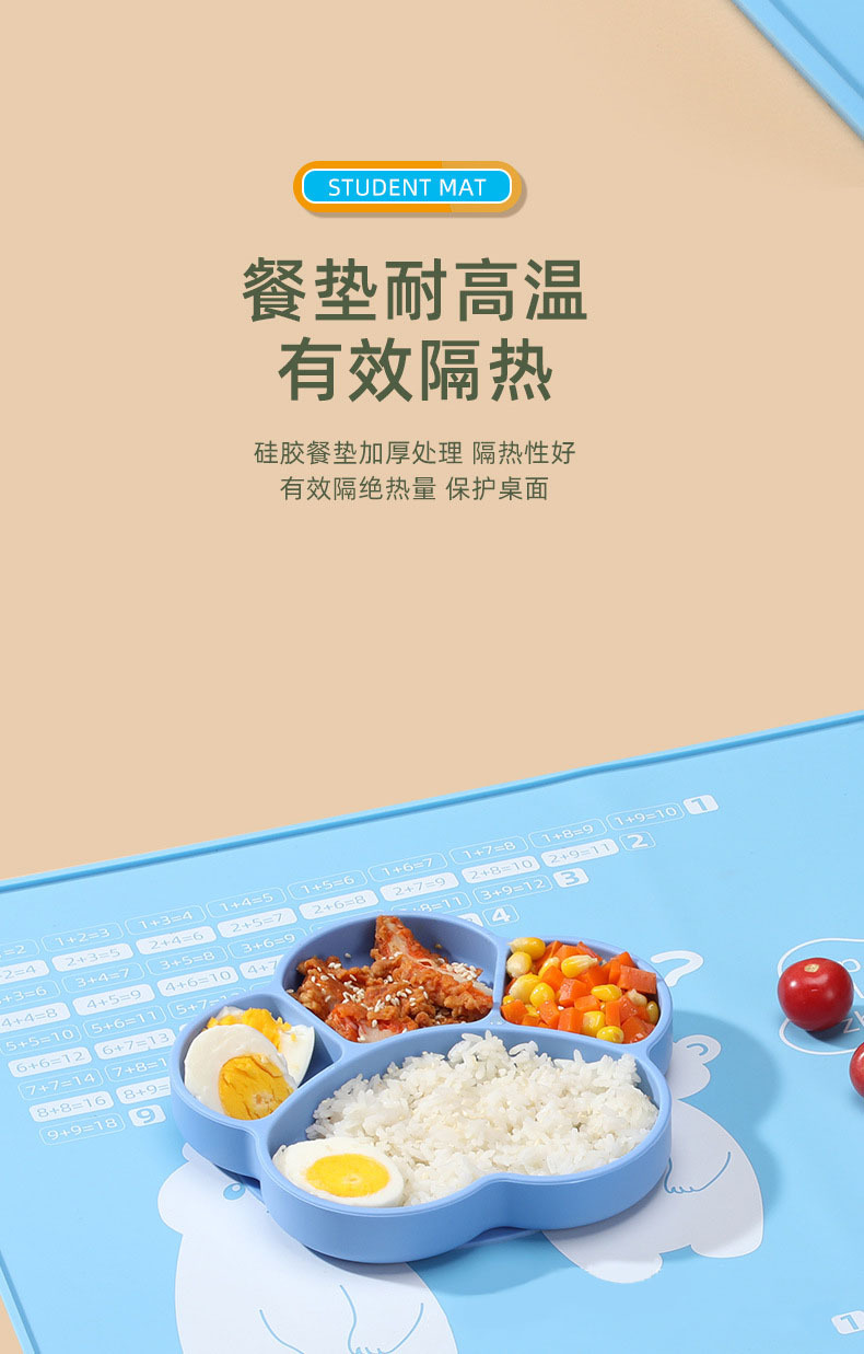 垫子防滑硅胶防水防油儿童餐垫可爱小熊卡通餐桌吃饭午餐隔热垫母婴用品母婴详情5