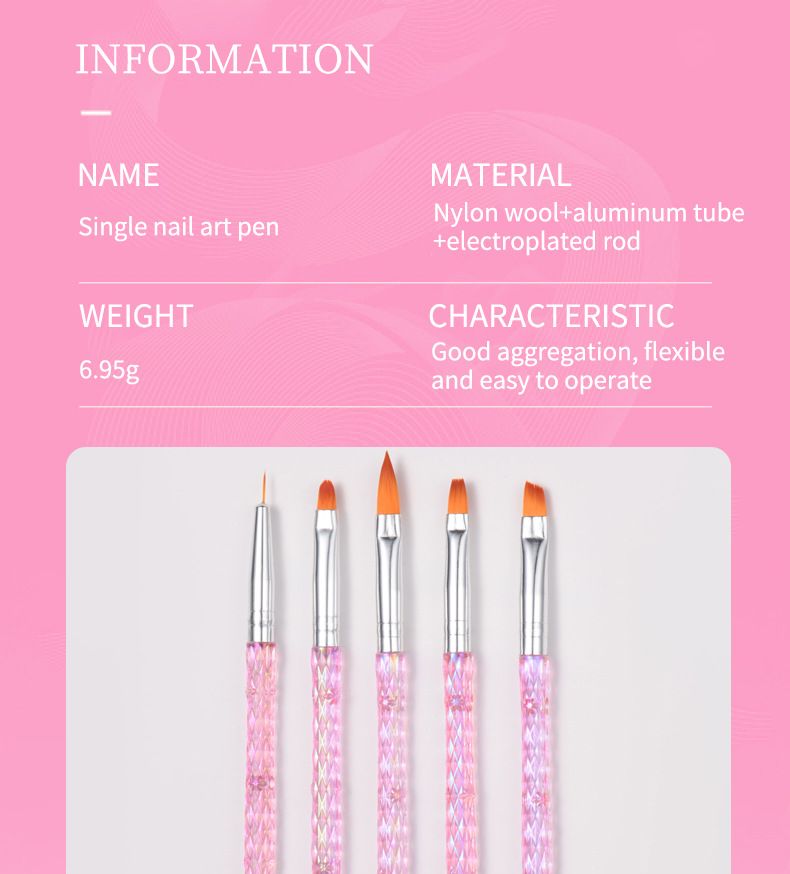 跨境新款美甲笔刷套装拉线彩绘花点钻光疗工具全套美甲店专用美容护肤彩妆工具详情7