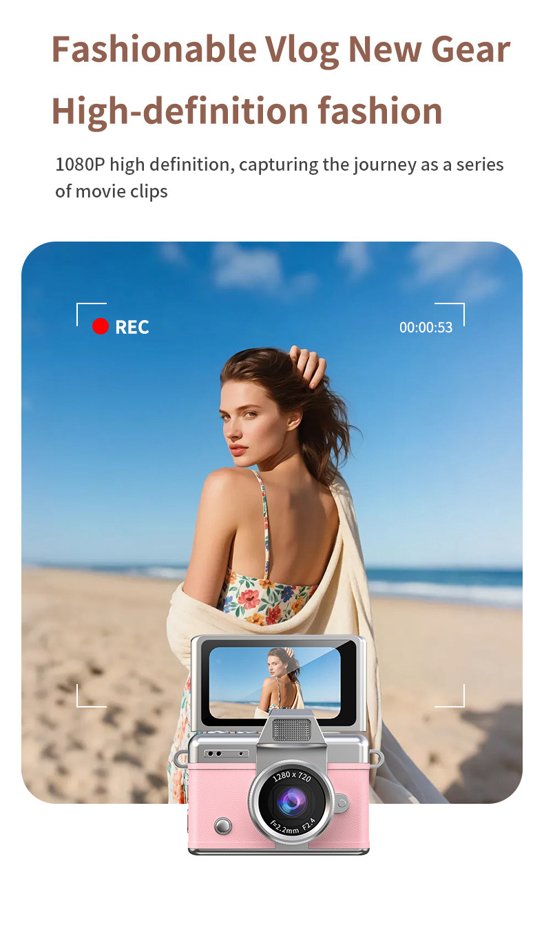 Cross-border thumb flip screen mini camera, a retro ccd high-definition portable small camera for students on campus pic 8