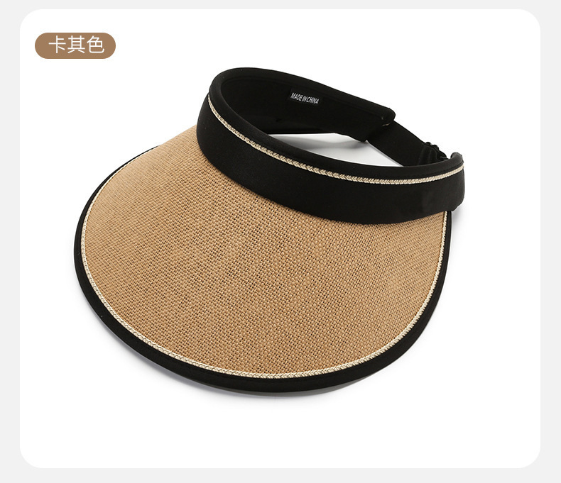 空顶帽uv可折叠拉菲草遮阳帽草帽防晒女款防晒帽夏季女士帽子批发详情19