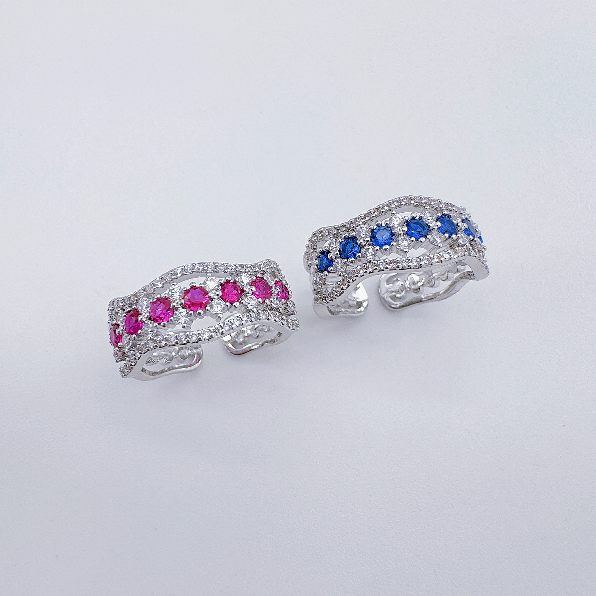 Celeste orfebrería europa y américa ligera extravagancia rojo con circonitas abiertas anillo de nicho diseño moda alta clase sentido brillo anillo pic 11