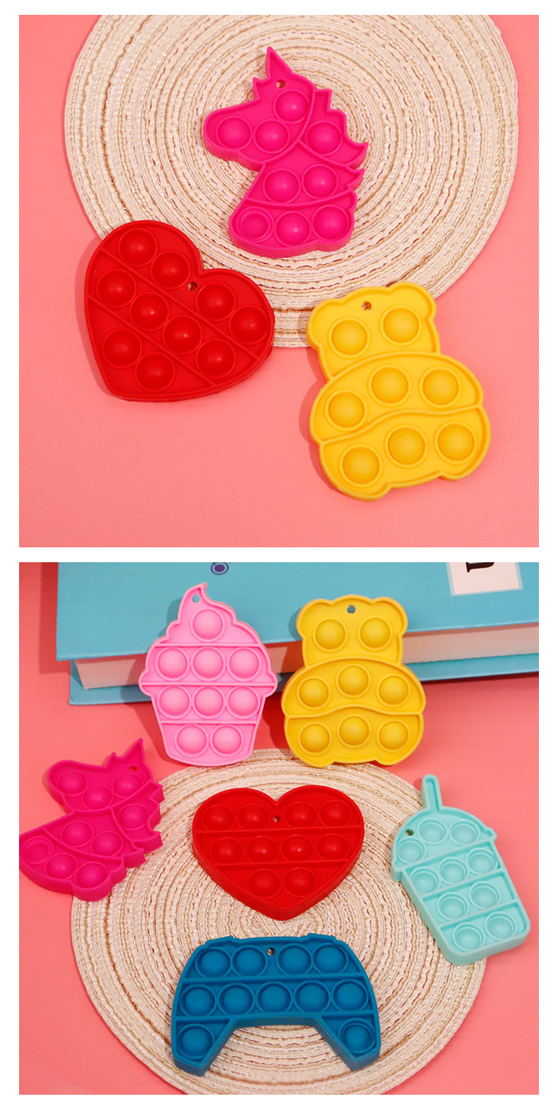 Cartoon rat-killing silicone press toys for children to relieve stress, dinosaur unicorn pendants, stress-relieving toys in stock pic 8