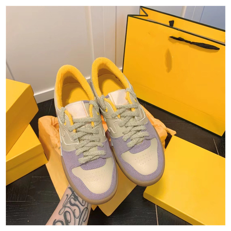 高版本F家match麂皮板鞋女平底系带拼接真皮小白鞋男女同款德训鞋详情15