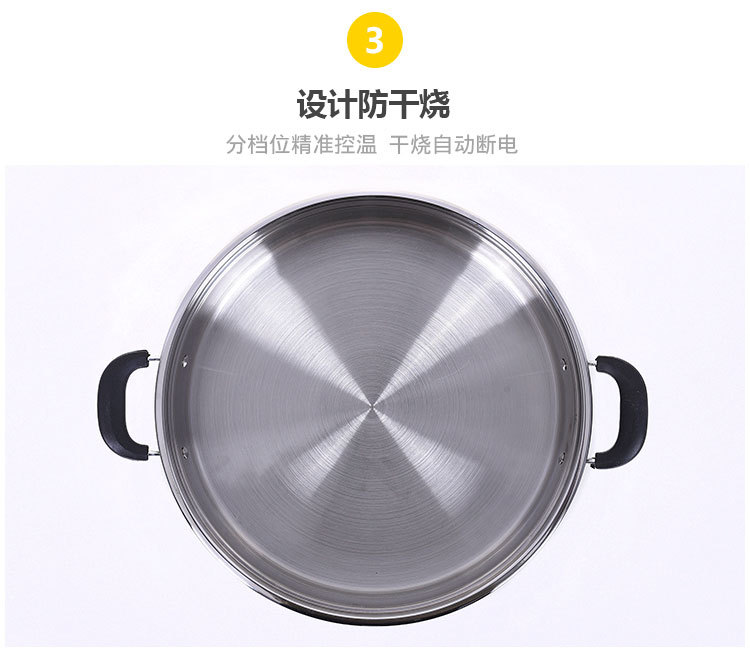 The stainless steel electric griddle is deepened and enlarged. It is a multi-functional electric frying pan. It is a household flat-bottomed pancake frying pan for frying vegetables and a non-stick pan for grilling pic 9