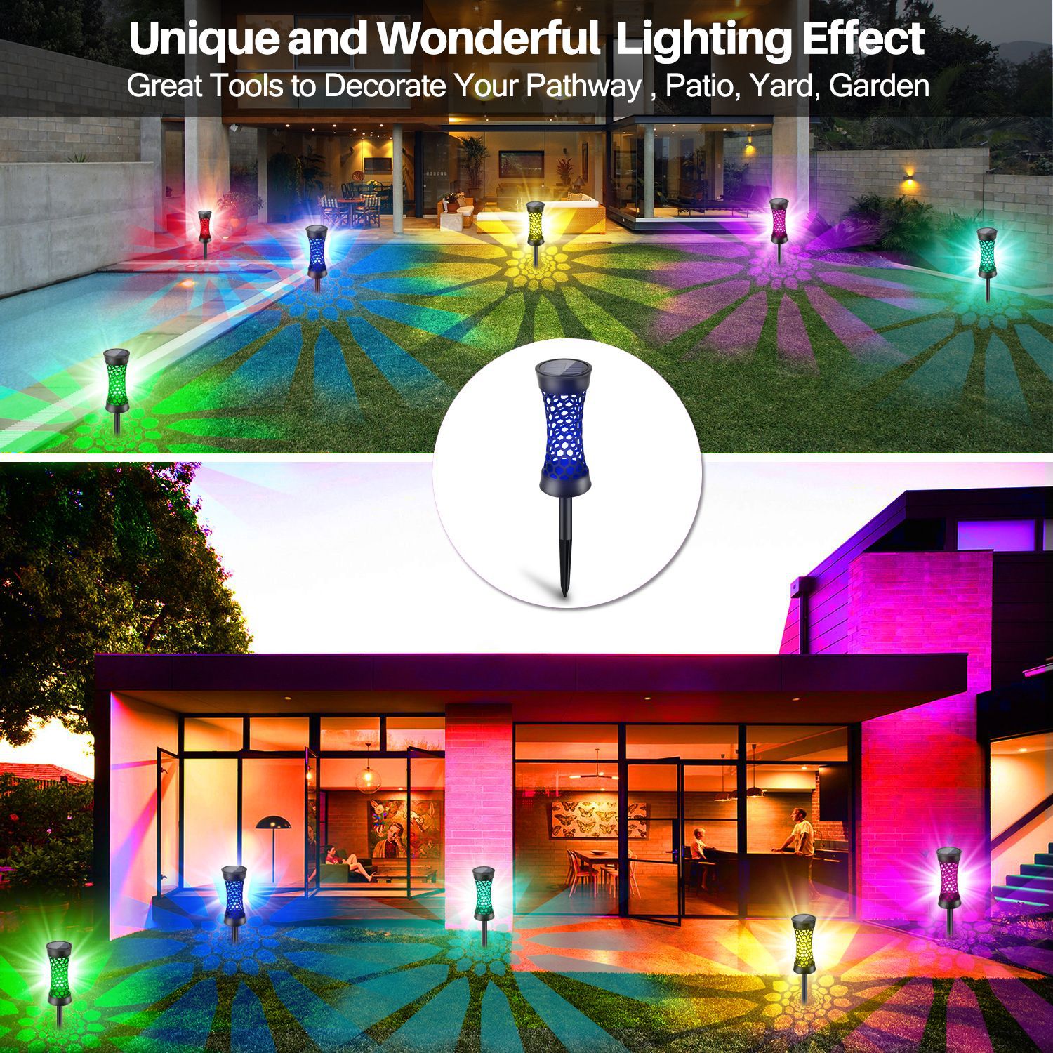 New solar led outdoor household waterproof lawn seven-color technology lighting spotlights, floodlights and ambient lights pic 11