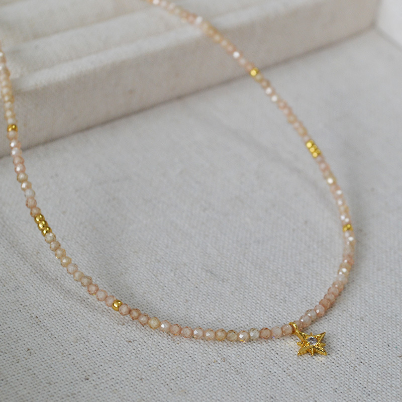 日韩小众设计时尚简约优雅香槟锆石珠闪耀星星吊坠气质项链锁骨链详情3