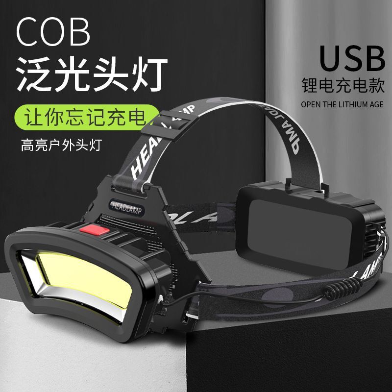 强光多功能COB头灯大泛围光源高亮LED红白光户外露营充电工作头灯详情1