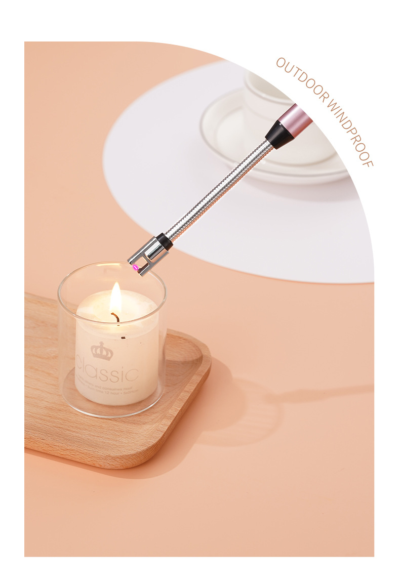 包邮个性电弧脉冲防风点USB充电点蜡烛煤气灶360度软管打火机详情4