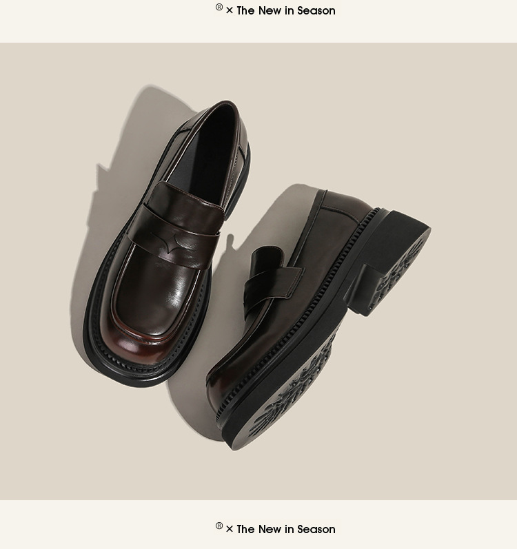 真皮~棕色小皮鞋女复古休闲一脚蹬单鞋学院jk乐福鞋大码女鞋详情31