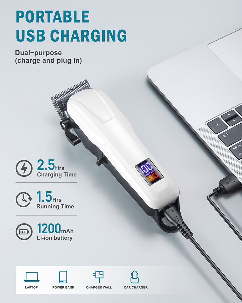 Cross-border Amazon exclusive supply of best-selling hair salon electric digital display hair clippers, electric clippers, rechargeable hair razors, and electric clippers pic 6