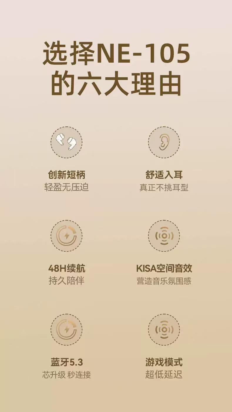 NE-105入耳式跨境新款高音质长续航舒适佩戴小巧便携触控私模通用详情2