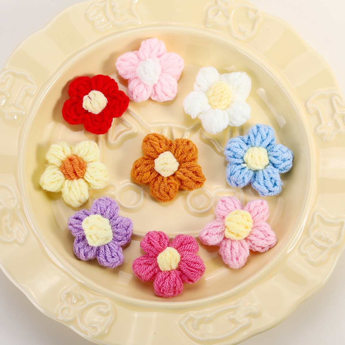 Cute handmade choux pastry, cotton, wool, thread, flower diy accessories, corsages, clothing accessories, bag pendants materials pic 9