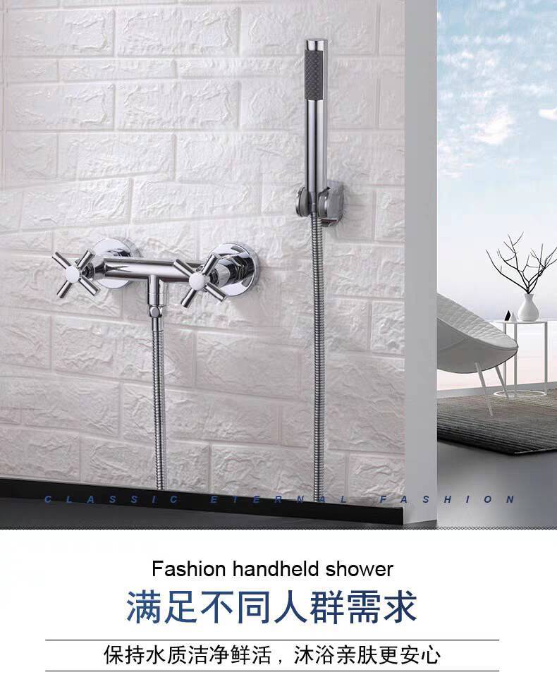 ABS 电镀圆棒形手持淋浴花洒喷头洗浴软管套装专供跨境电商批发详情1