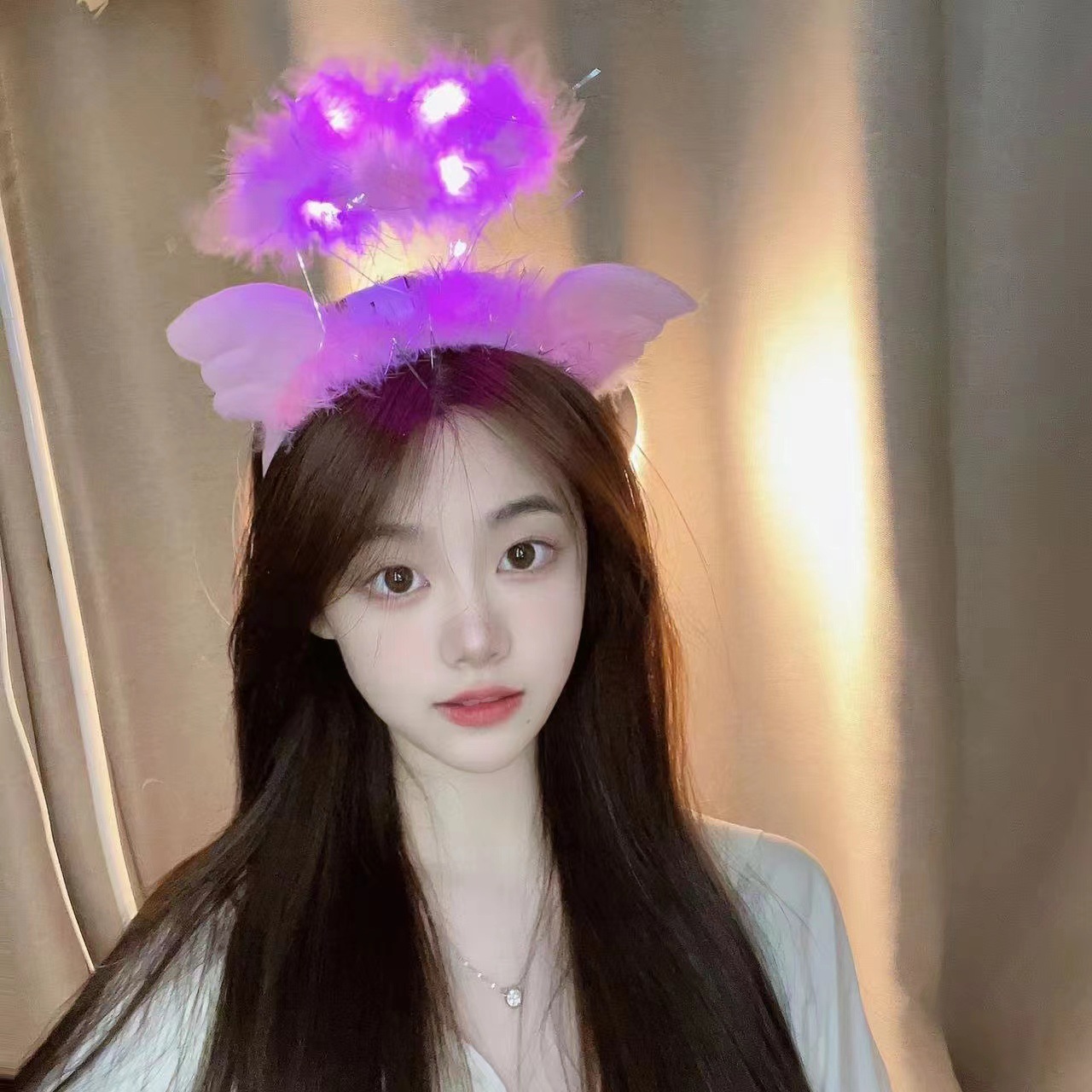 New trendy fairy cute glowing angel sequin headband headwear, girls take photos glowing event party pic 1