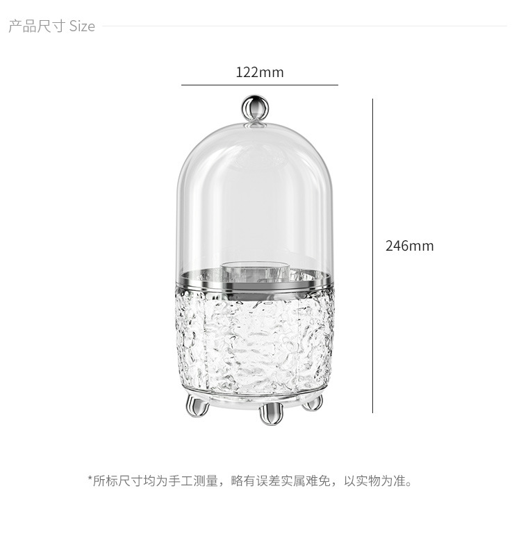 Rotating makeup brush storage bucket, light luxury transparent desktop, lipstick storage with lid, dust-proof eyebrow pencil cosmetics storage box pic 9
