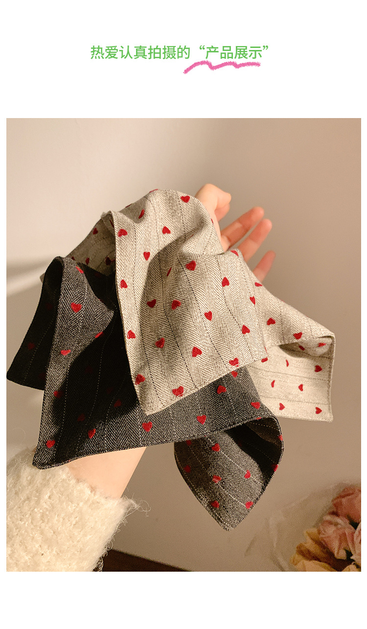 Autumn and winter, extra-large heart-shaped large intestine hair band handkerchief, Korean-style laid-back bun hair band, new high-end hair accessory pic 6