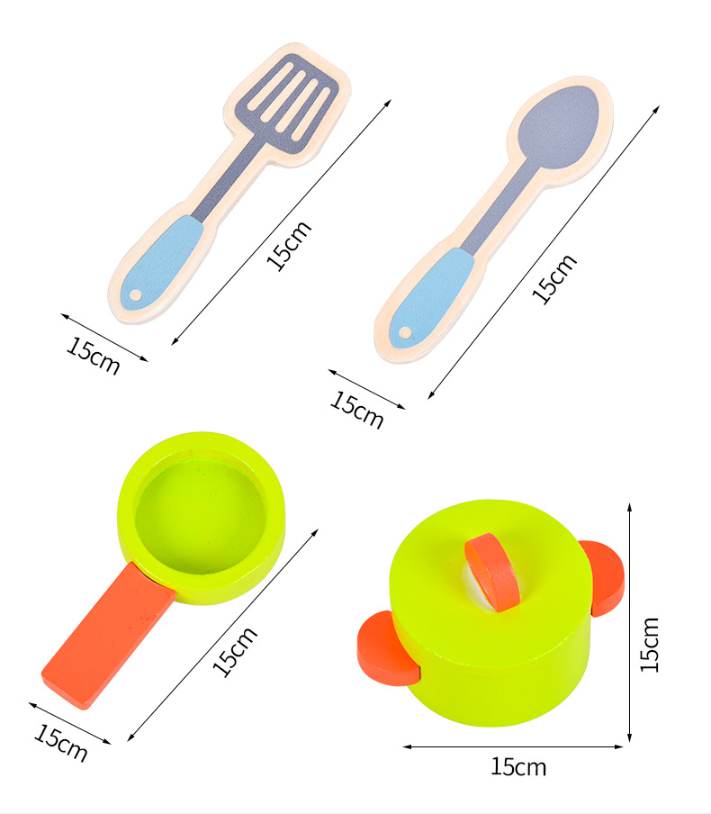 厂家直供 木制儿童仿真冰箱厨房女孩 过家家煮饭做菜厨具套装玩具详情7