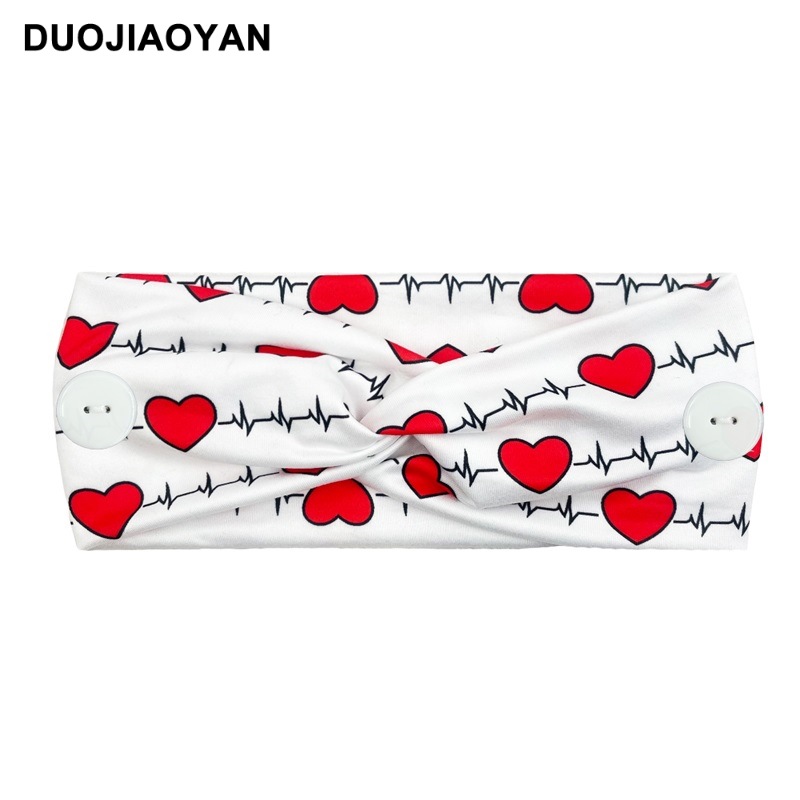 New European and American medical headband, anti-strangling button mask, headscarf, cross stretch printed wide tie headband, medical headscarf pic 34