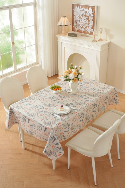 TPU faux linen printed rectangular tablecloth, no-wash, waterproof, oil-proof, heat-resistant, light luxury dining table and coffee table fabric home tablecloth pic 9