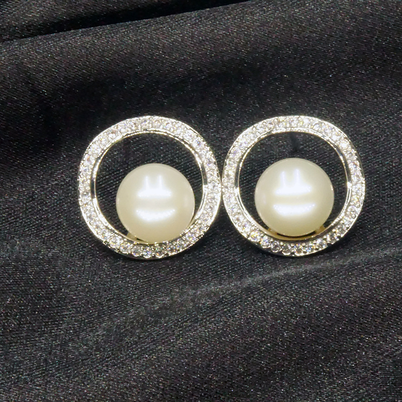 天然淡水5A珍珠耳钉微镶锆石镂空925银耳饰24年新款高级感女轻奢详情14