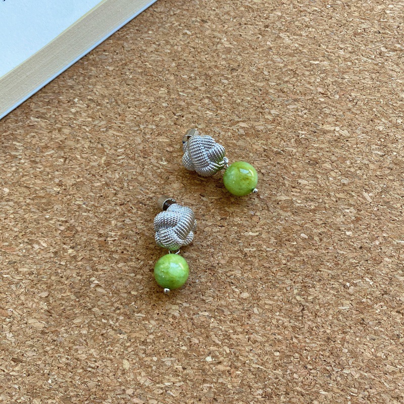 盘口纽结檀木玉石耳钉新中式拆卸俩戴耳环轻奢时尚百搭高级感耳饰详情6