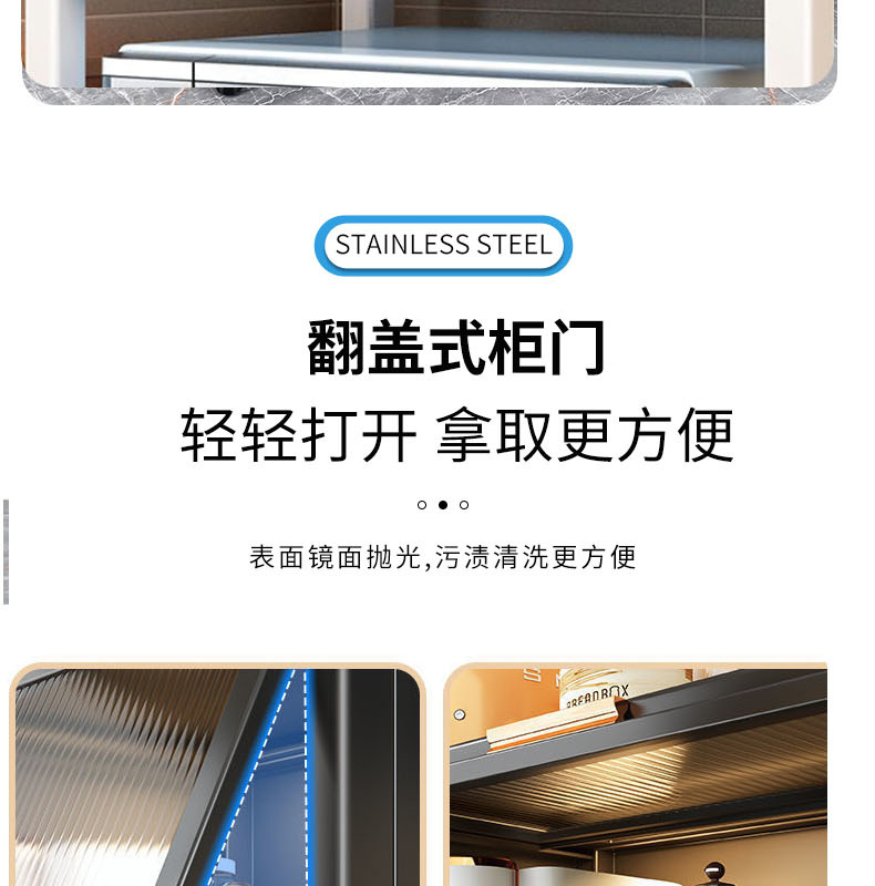 家用微波炉置物架客厅卧室零食收纳架厨房碗碟餐具碳钢置物架厂家详情5