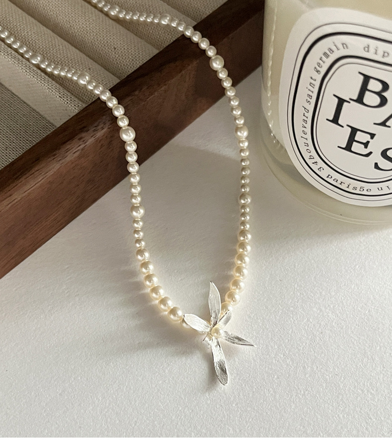 925 sterling silver Shijia Pearl Orchid Necklace for women, simple chocker, elegant and high-end, short necklace 7131A pic 11