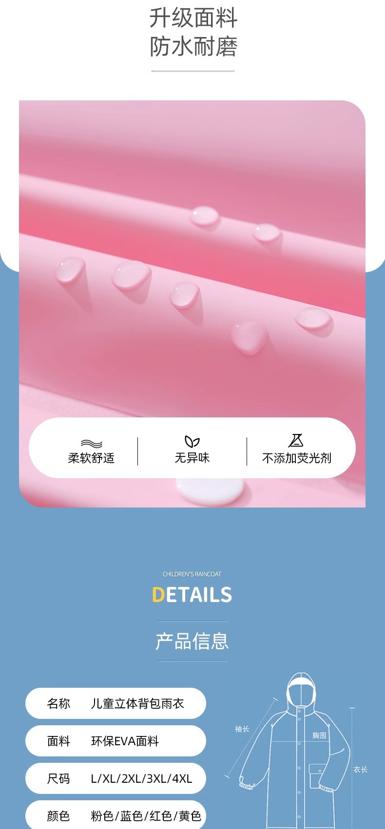 儿童雨衣儿童5-12岁7-12岁带书包位宝宝雨衣小学生雨衣全身防暴雨详情7