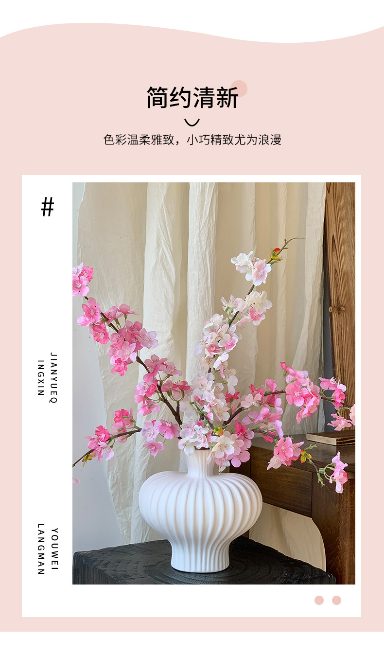 4叉樱花仿真花客厅假花插花塑料花婚庆布置装饰花艺摆设跨境热卖详情8