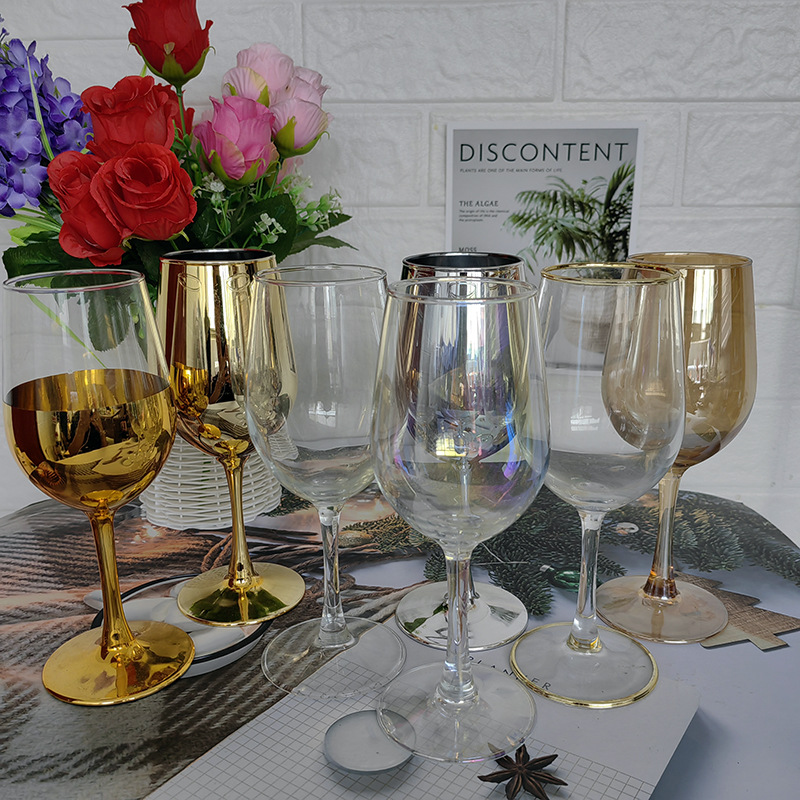 创意红酒杯6135电镀工艺品350ml 无铅纳钙玻璃鸡尾酒杯高脚电镀杯详情4