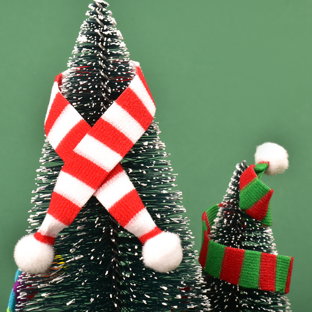Christmas decorations: Mini scarf, woven fabric small scarf, red and white, red and green striped small scarf decoration pic 10