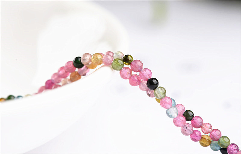 Jiuya Crystal Natural 7A Grade Small Particle Tourmaline Loose Beads Seven-color Tourmaline round Beads Ring Accessories wholesale pic 11
