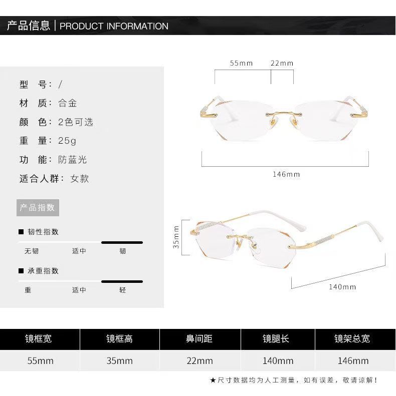 New light luxury frameless anti-blue light reading glasses for women: Light luxury, fashionable, elegant, youthful and eye-protecting reading glasses pic 11