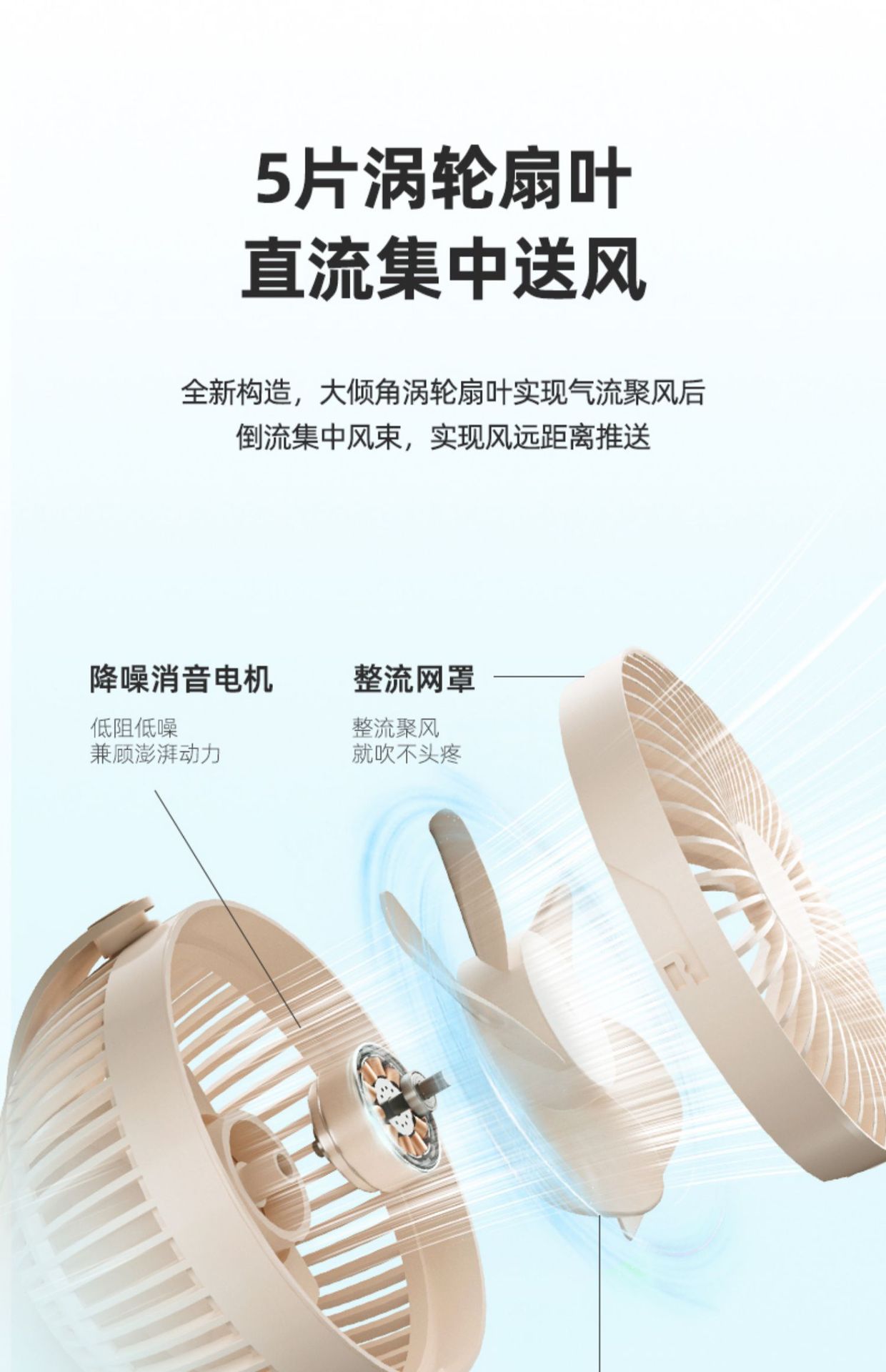 Emmett clip-on small fan for student dormitories, USB charging clip-on fan, mini portable baby stroller, office desktop pic 3